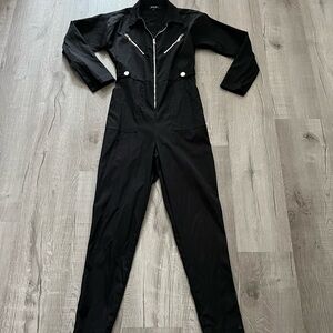 Nasty Gal Black Zippered Jumpsuit